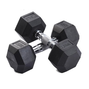 Factory Wholesale Black Rubber Coated Hex Dumbbell With Chromed Knurled Handle